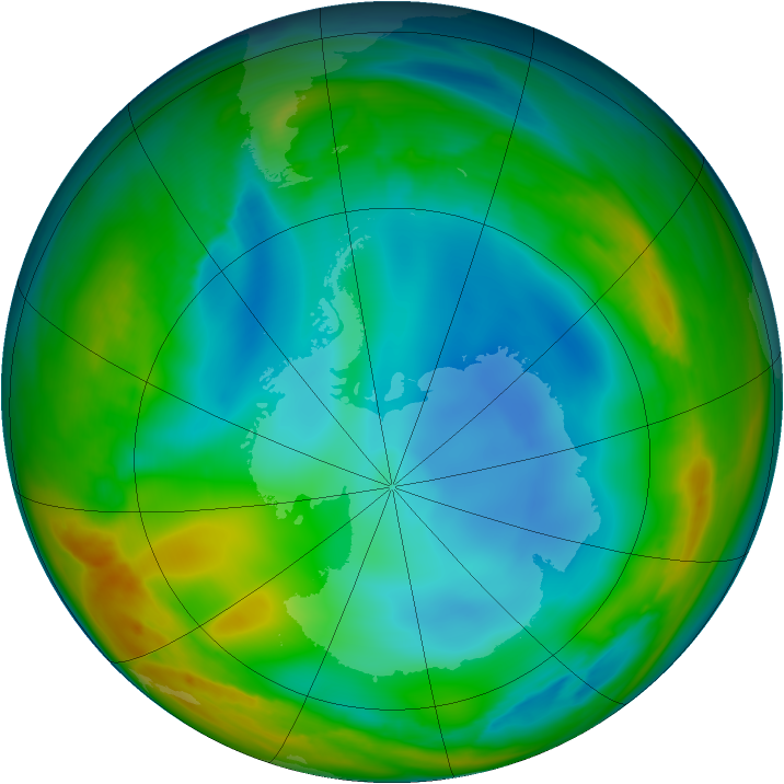Antarctic ozone map for 08 July 2007